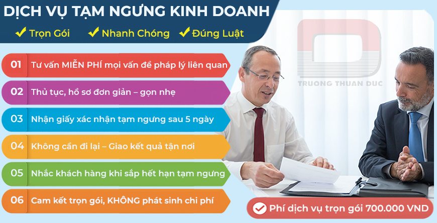Dịch vụ tạm ngừng kinh doanh trọn gói chỉ với 900k