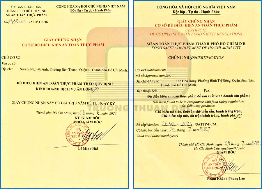 Giấy cấp phép vệ sinh ATTP nhanh chóng, chuyên nghiệp