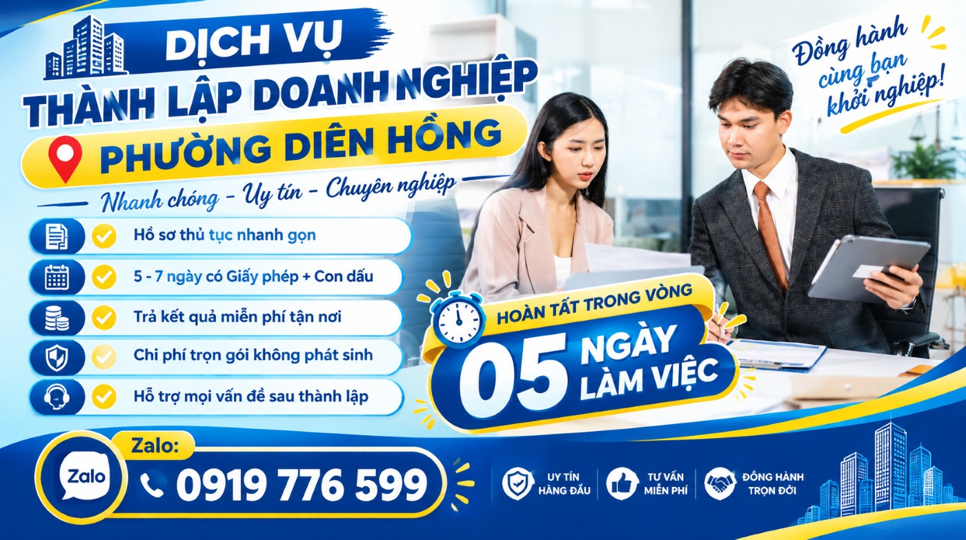 dịch vụ thành lập doanh nghiệp phường Diên Hồng