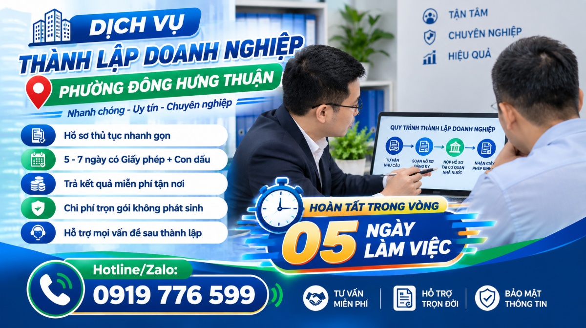 dịch vụ thành lập doanh nghiệp phường Đông Hưng Thuận