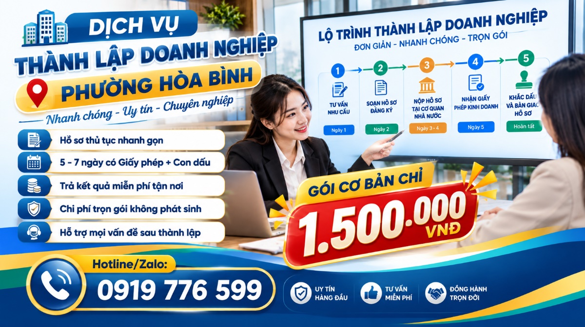 lý do chọn dịch vụ thành lập doanh nghiệp phường Hòa Bình