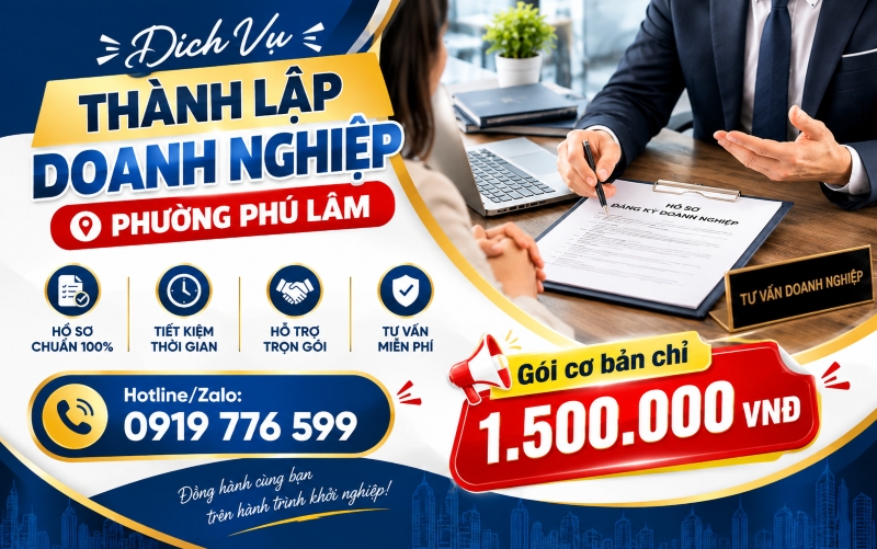 dịch vụ thành lập doanh nghiệp phường Phú Lâm