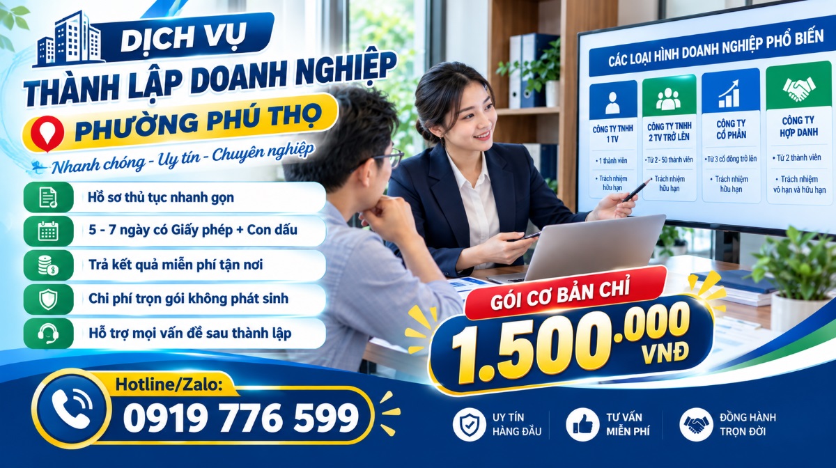 dịch vụ thành lập doanh nghiệp phường Phú Thọ