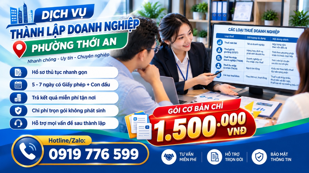 dịch vụ thành lập doanh nghiệp phường Thới An