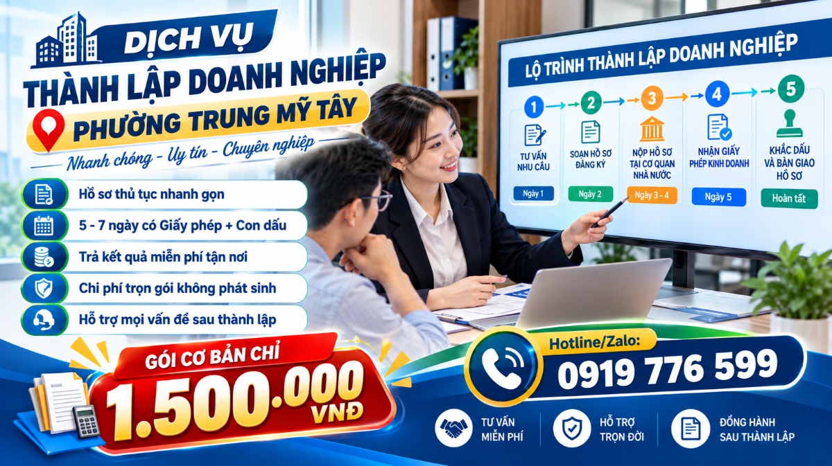 dịch vụ thành lập doanh nghiệp phường Trung Mỹ Tây