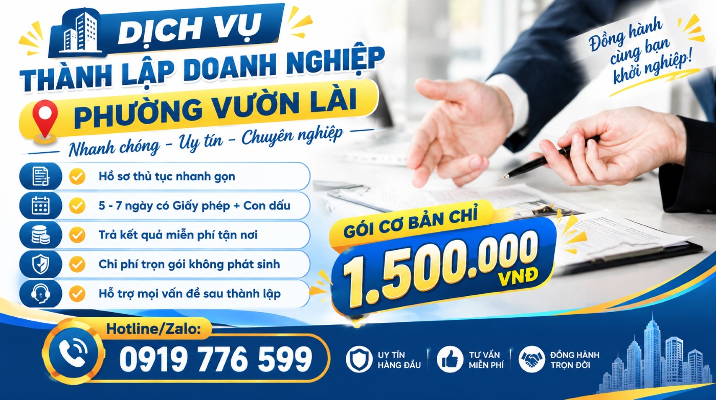 dịch vụ thành lập doanh nghiệp phường Vườn Lài