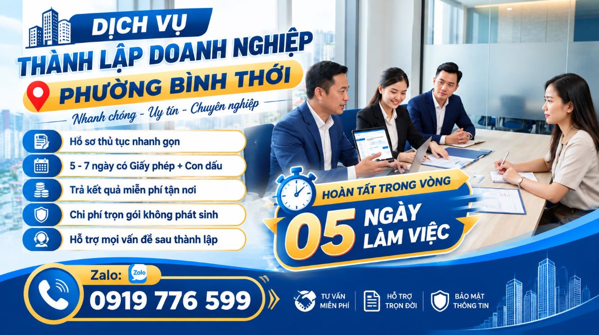 lý do chọn dịch vụ thành lập doanh nghiệp phường Bình Thới