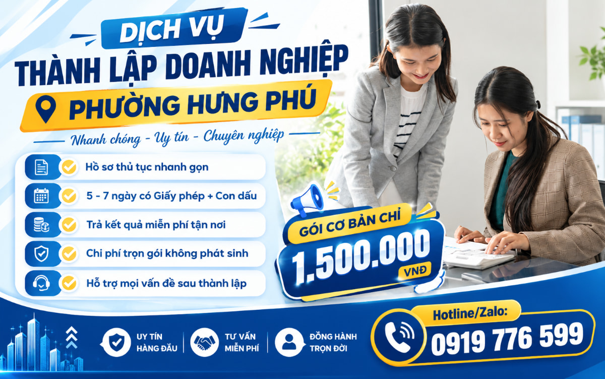dịch vụ thành lập doanh nghiệp phường Hưng Phú