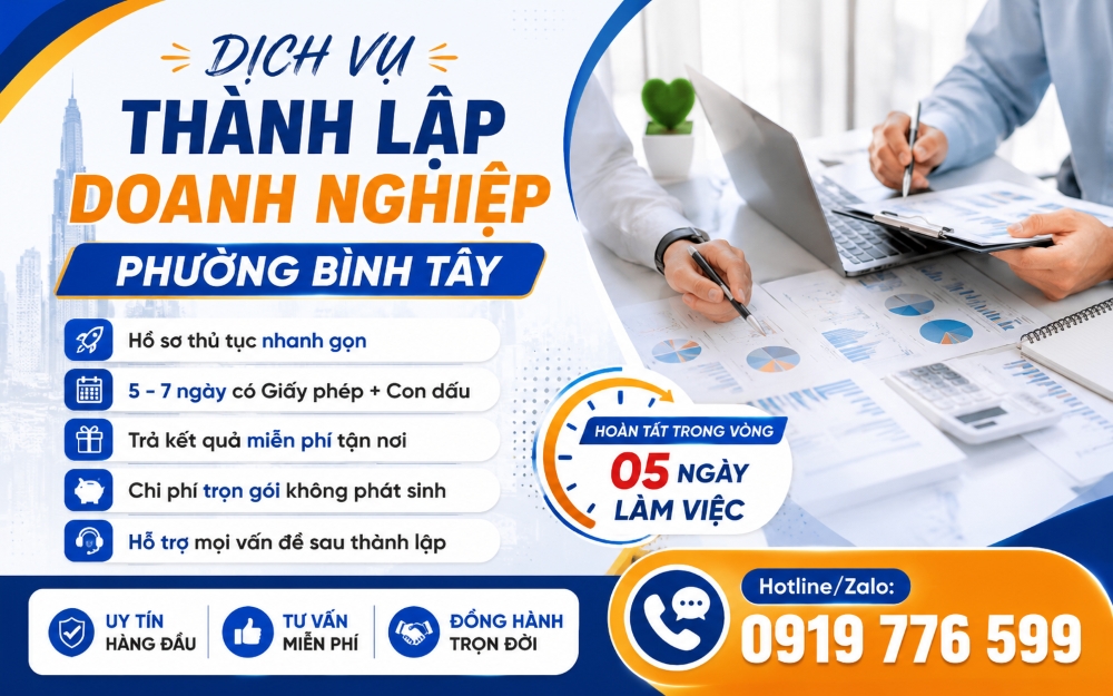 dịch vụ thành lập doanh nghiệp phường Bình Tây