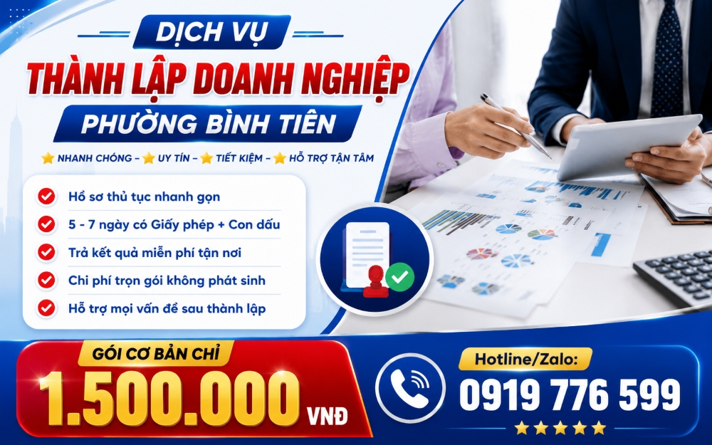 dịch vụ thành lập doanh nghiệp phường Bình Tiên