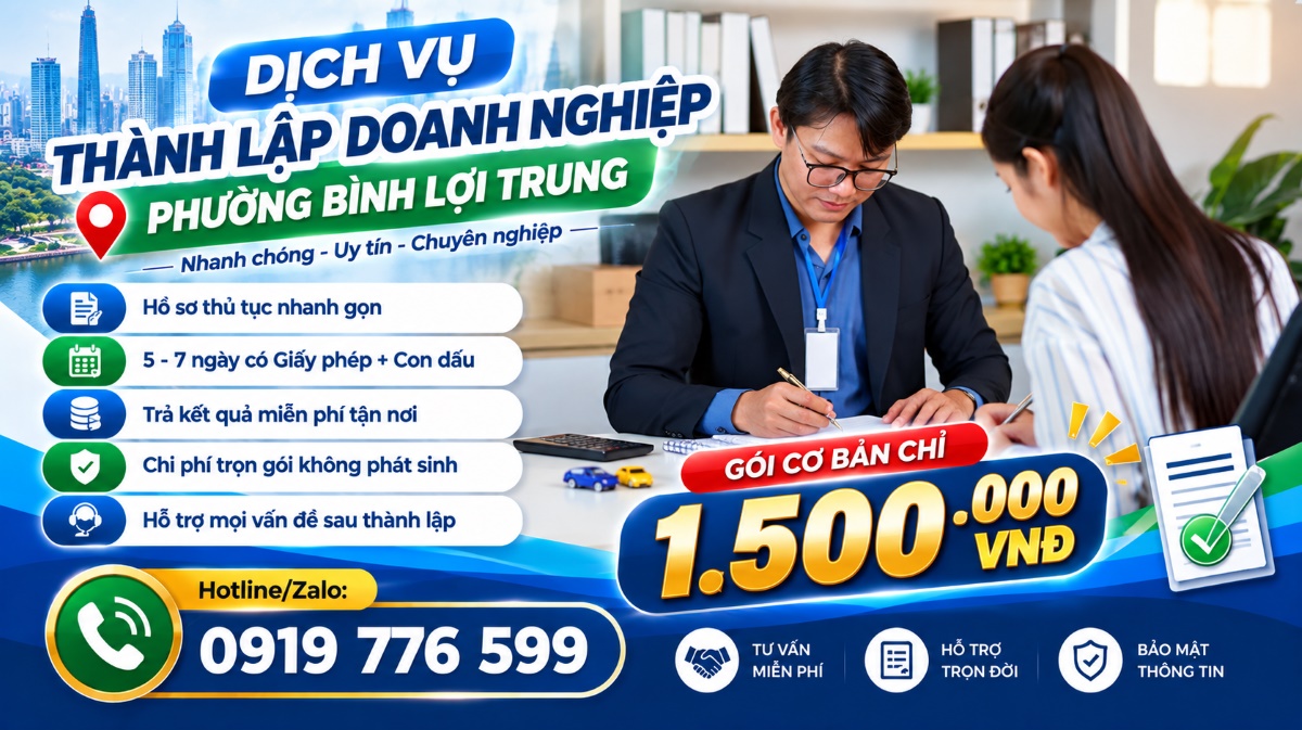dịch vụ thành lập doanh nghiệp phường Bình Lợi Trung