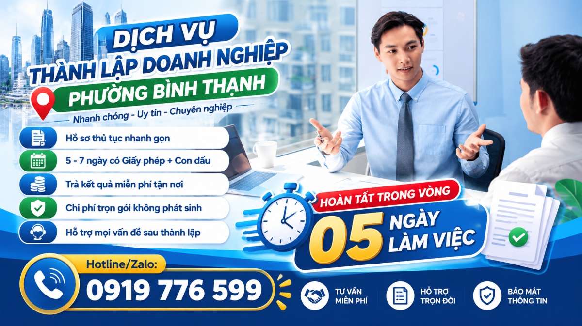 dịch vụ thành lập doanh nghiệp phường Bình Thạnh