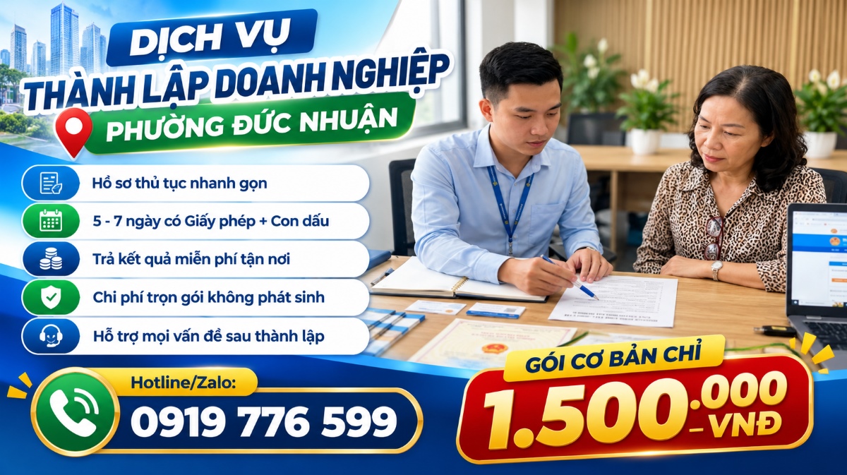 Việc cần làm sau khi có giấy phép dịch vụ thành lập doanh nghiệp phường Đức Nhuận