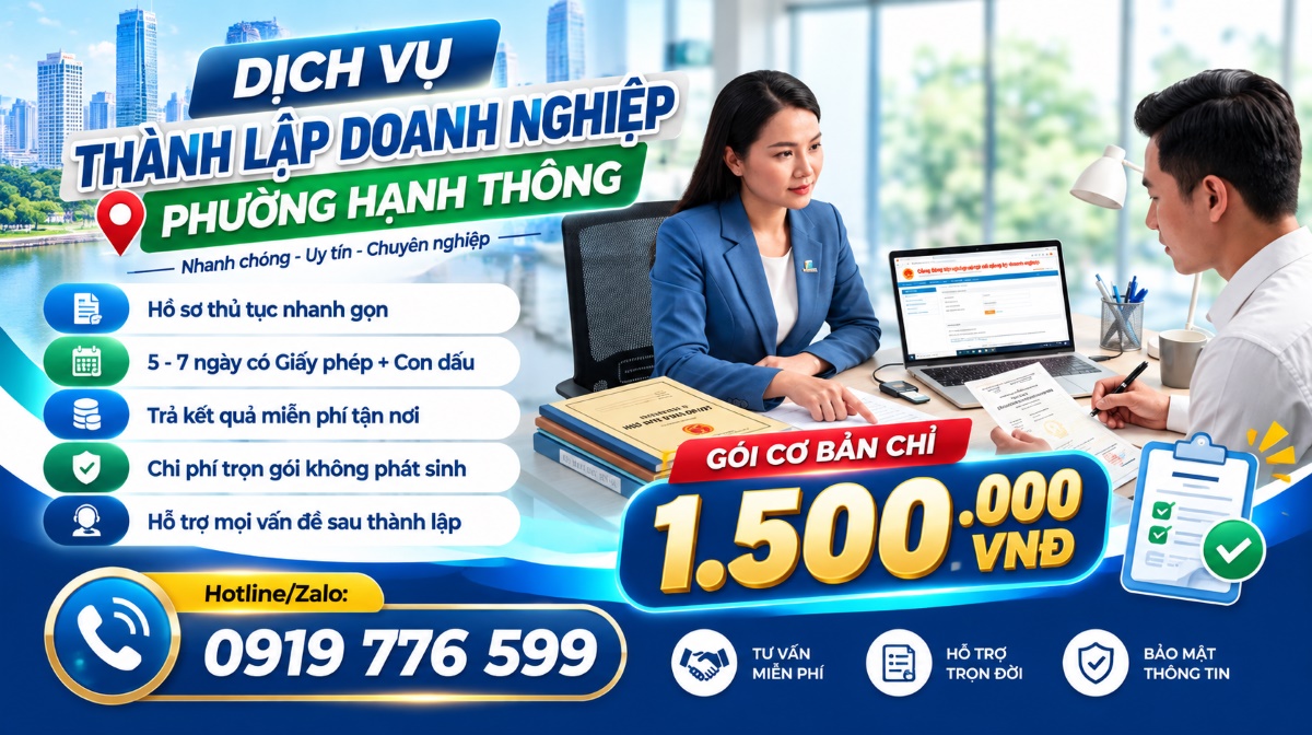 Việc cần làm sau khi sử dụng dịch vụ thành lập doanh nghiệp phường Hạnh Thông