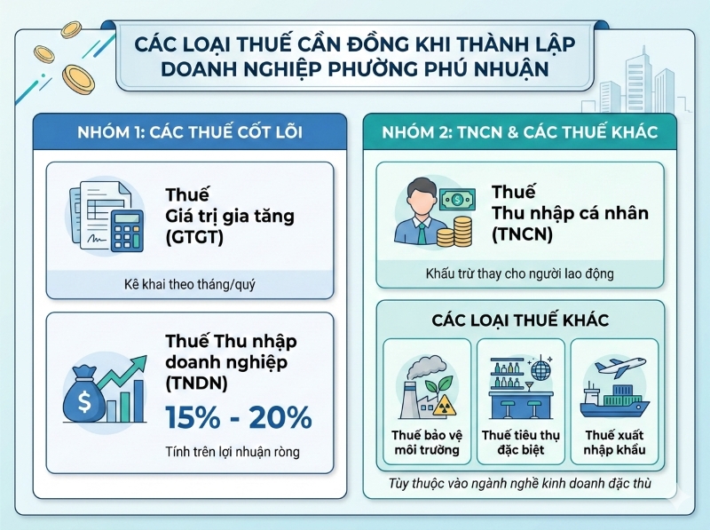 Các loại thuế dịch vụ thành lập doanh nghiệp phường Phú Nhuận