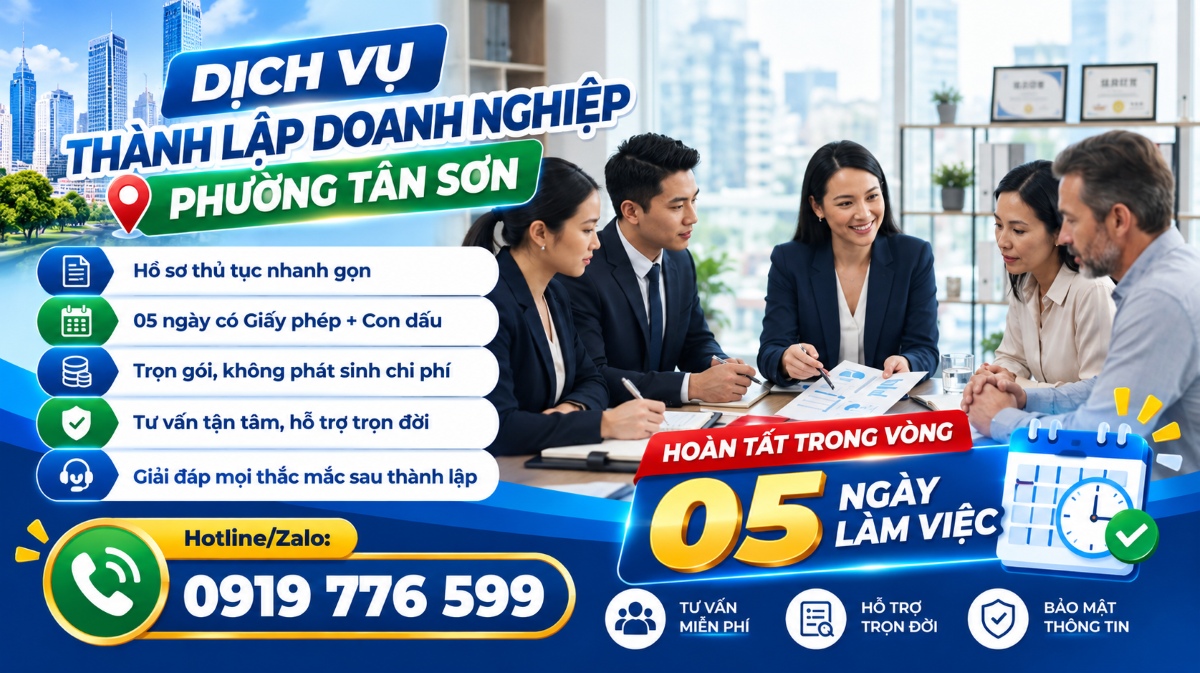 Dịch vụ đi kèm dịch vụ thành lập doanh nghiệp phường Tân Sơn