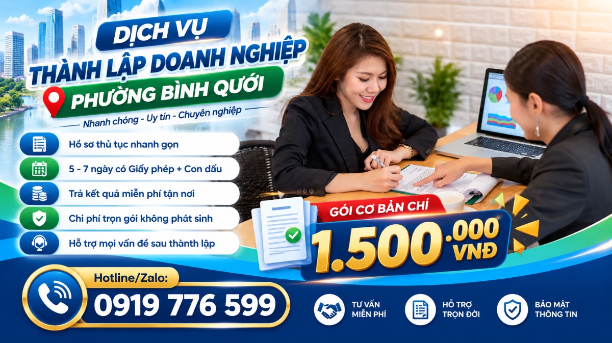dịch vụ thành lập doanh nghiệp phường Bình Quới