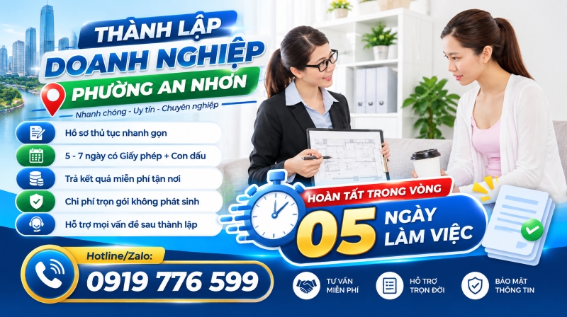 Bảng so sánh tự nộp và thuê dịch vụ thành lập doanh nghiệp phường An Nhơn